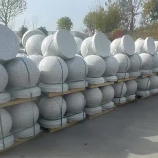 怀化 白麻花岗岩石材圆球，石球，挡车球，隔离球，景观石球，风水球等