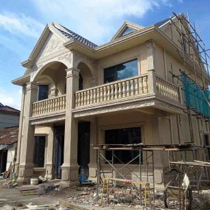 怀化 黄金麻花岗岩石材私人别墅雕花门楼柱阳台栏杆