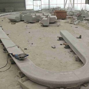 怀化 芝麻白花岗岩弧形花坛石，坐凳石