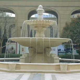 怀化 黄金麻花岗岩异型加工——户外庭院石雕流水喷泉