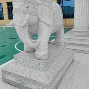 怀化 白麻花岗岩动物异形石雕-大象