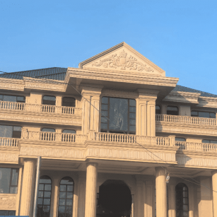 怀化黄金麻别墅外墙干挂石材效果示例