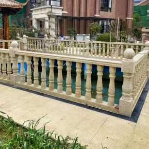 怀化黄金麻花岗岩石材栏杆，扶手，将军柱，花瓶柱