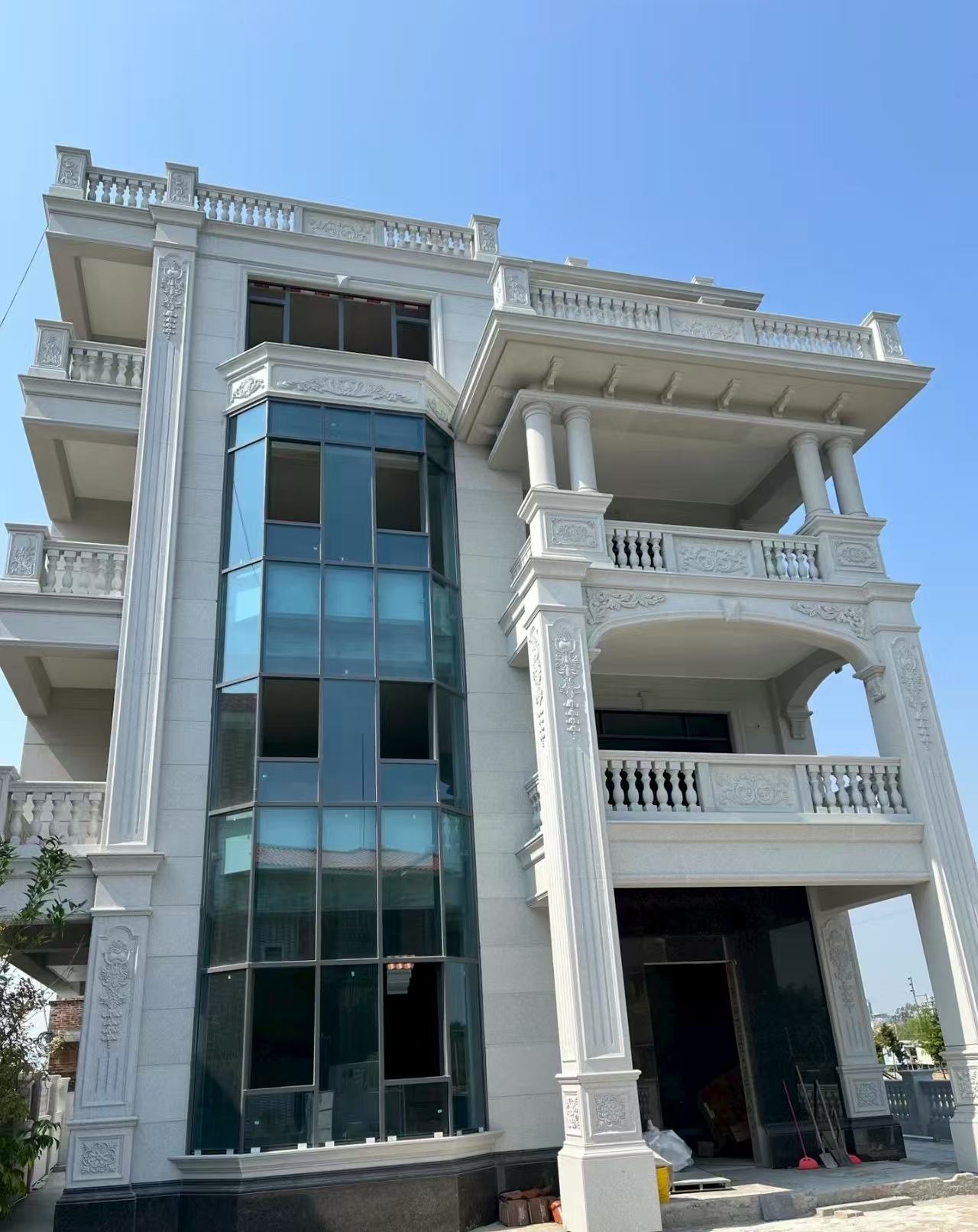 怀化 白麻花岗岩别墅外墙干挂效果展示