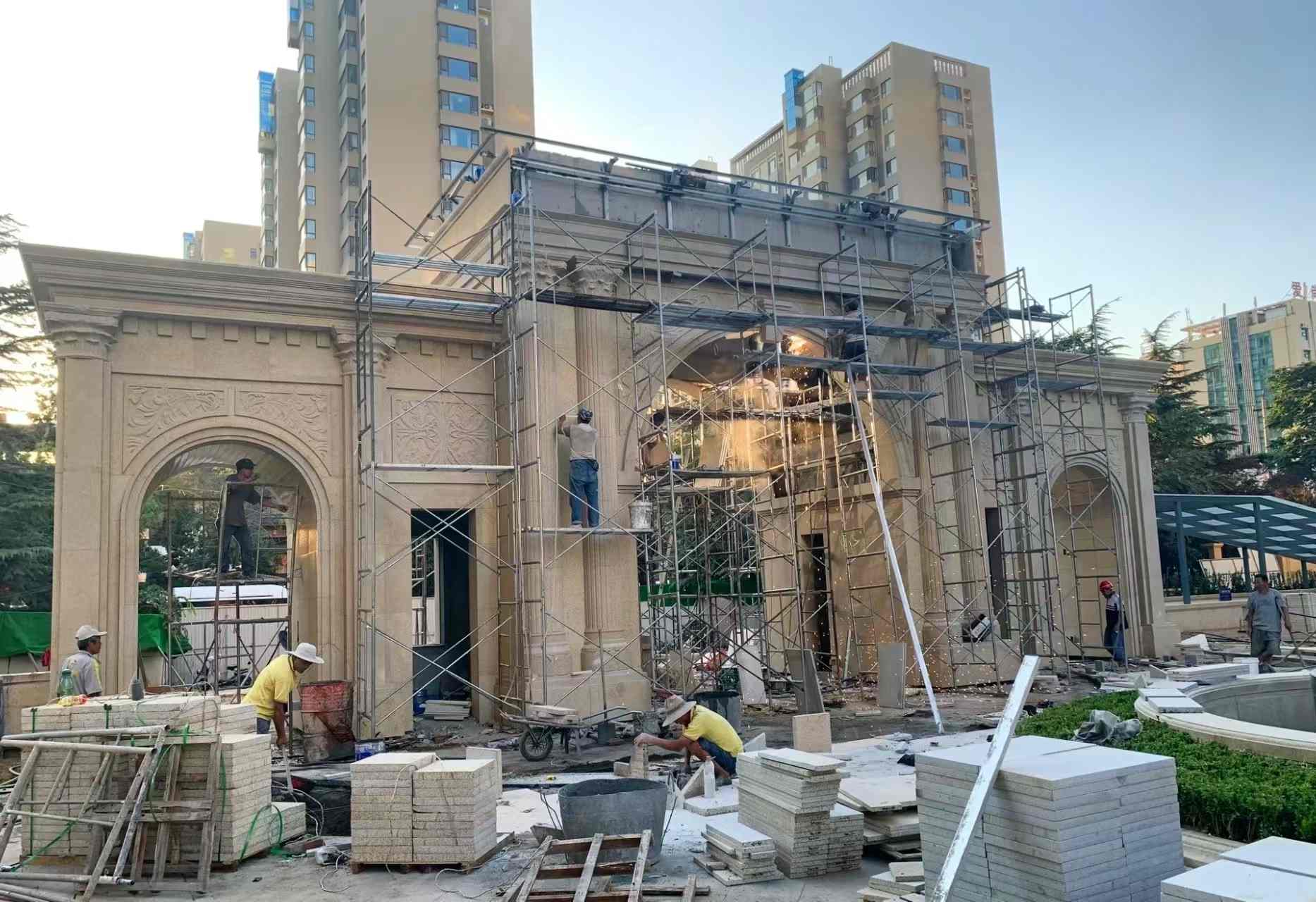 怀化 黄金麻荔枝面花岗岩小区门楼外墙干挂