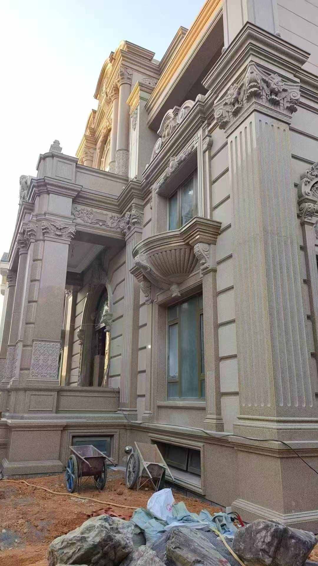 怀化 黄金麻花岗岩光面别墅外墙干挂施工完成